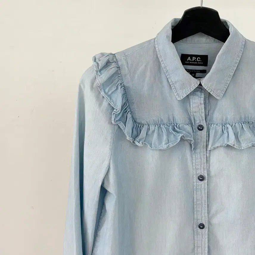 [BUNJANG] A.P.C. Denim Frill Button-Up Shirt / 아페쎄 데님 프릴 버튼업 셔츠