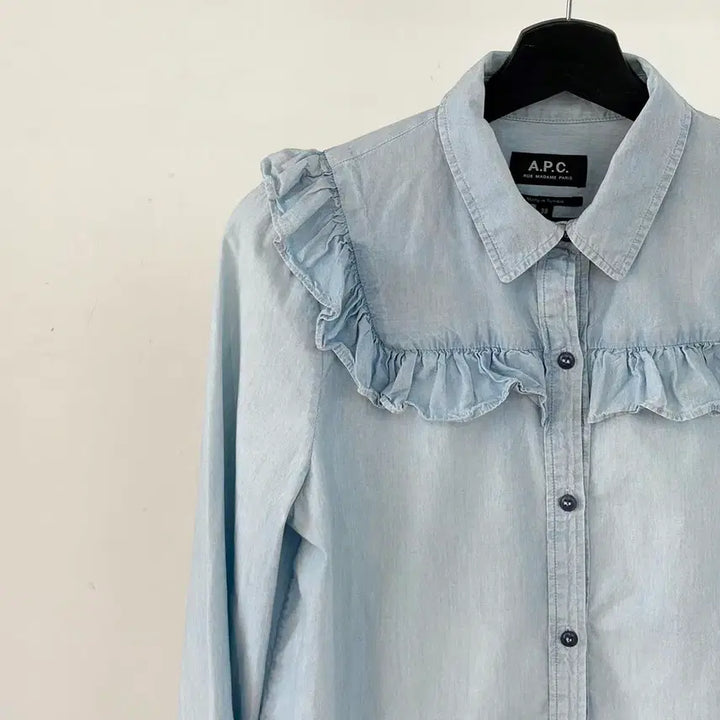 [BUNJANG] A.P.C. Denim Frill Button-Up Shirt / 아페쎄 데님 프릴 버튼업 셔츠