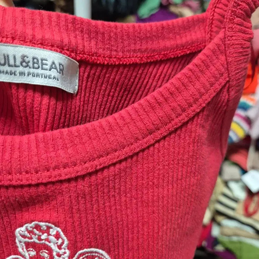 [BUNJANG] Poul &amp; Bea Red Ribbed Angel Cami Crop Top / 폴앤비아 레드 골지 천사 나시 크롭탑