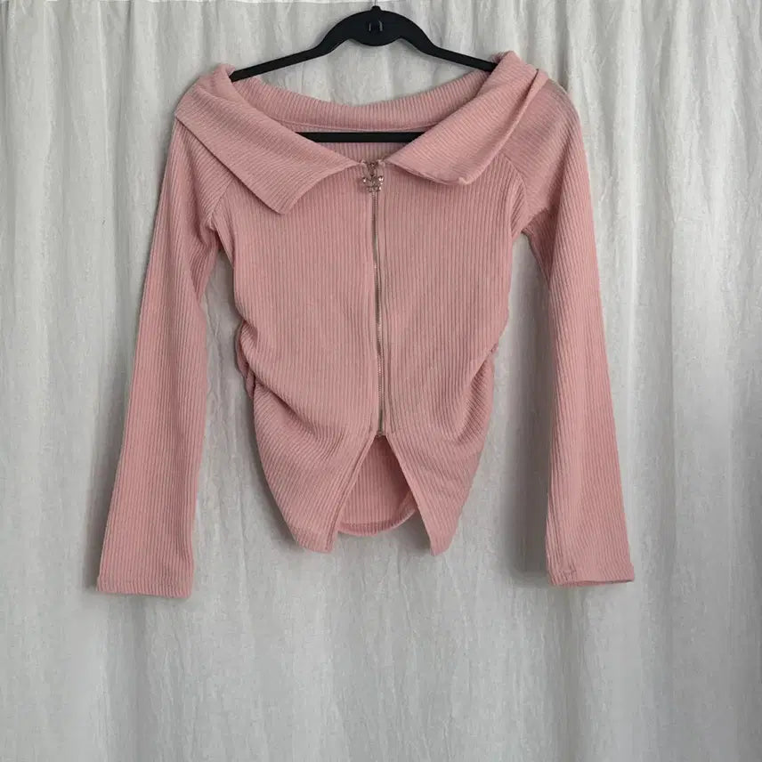 [BUNJANG] Shirring Zip-Up T-Shirt / 셔링 집업 티셔츠