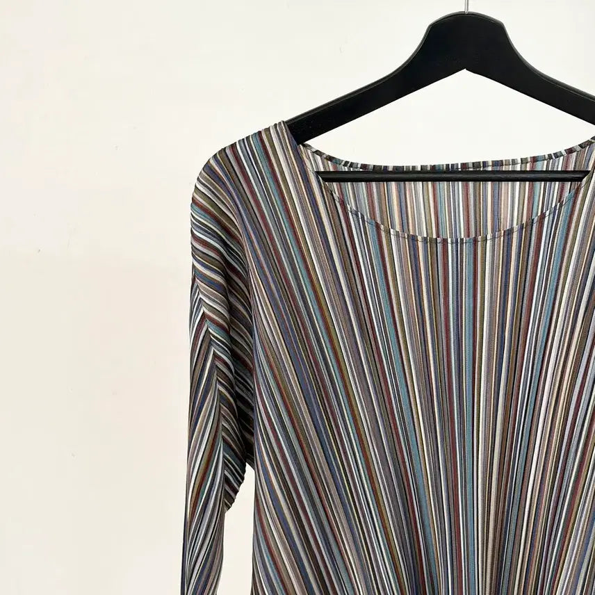 [BUNJANG] Pleats Please Multicolor Stripe Mini Dress Size 4 / 플리츠 플리즈 멀티컬러 스트라이프 미니 원피스