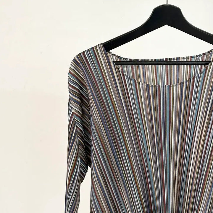 [BUNJANG] Pleats Please Multicolor Stripe Mini Dress Size 4 / 플리츠 플리즈 멀티컬러 스트라이프 미니 원피스