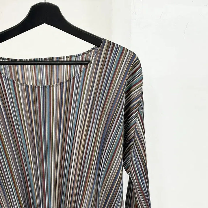 [BUNJANG] Pleats Please Multicolor Stripe Mini Dress Size 4 / 플리츠 플리즈 멀티컬러 스트라이프 미니 원피스