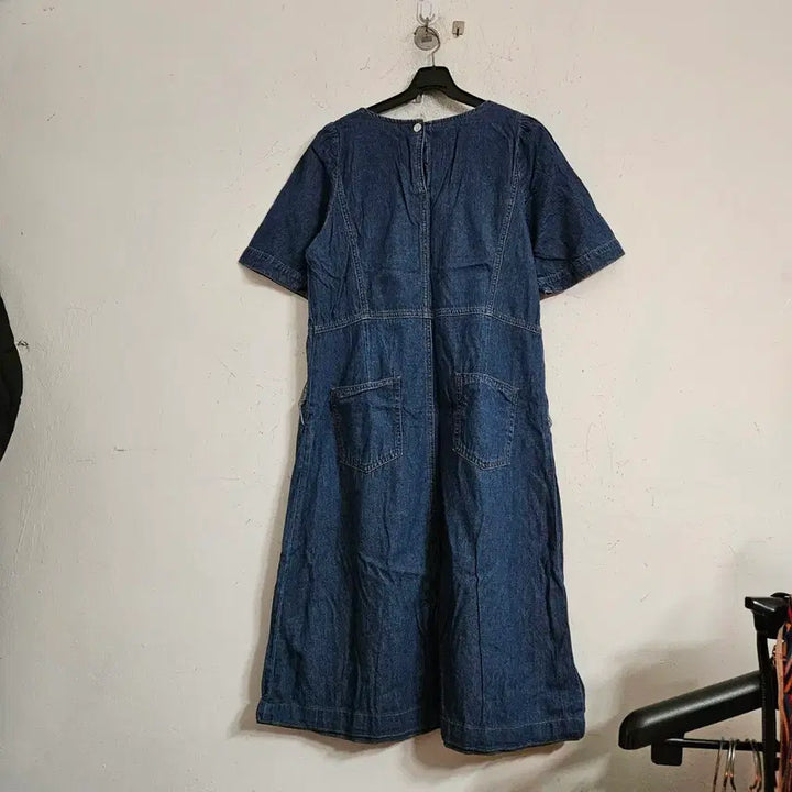 [BUNJANG] Blue Denim Short Sleeve Long Dress / 청 데님 반팔 롱 원피스