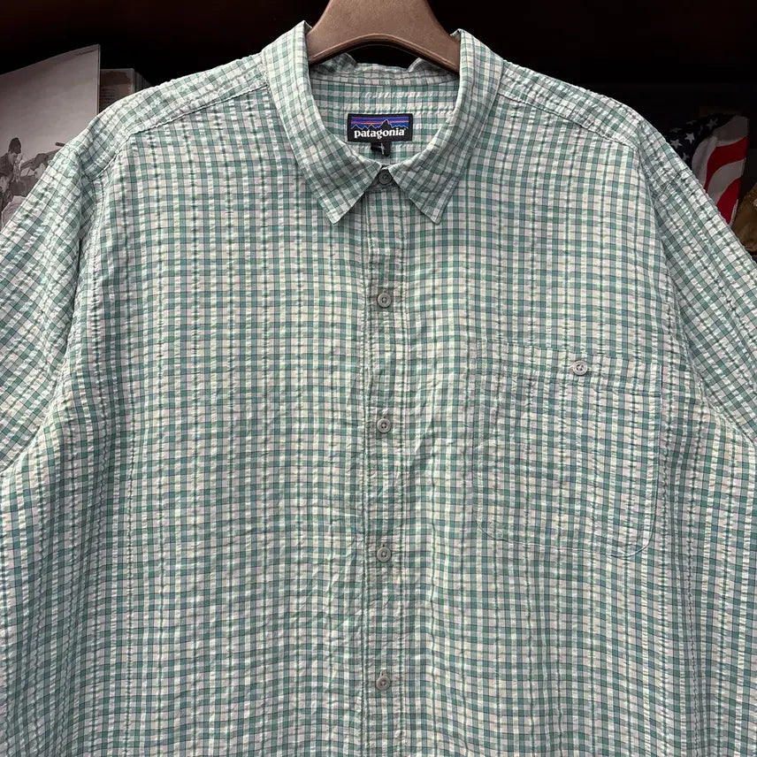 [SOLD OUT] 파타고니아 멀티 깅엄체크 시어서커 반팔셔츠 민트 N1293