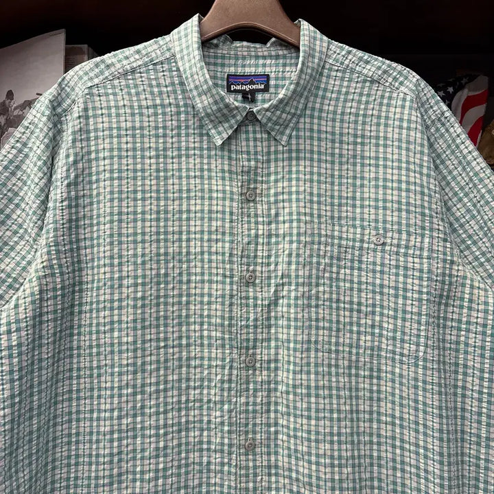 [SOLD OUT] 파타고니아 멀티 깅엄체크 시어서커 반팔셔츠 민트 N1293