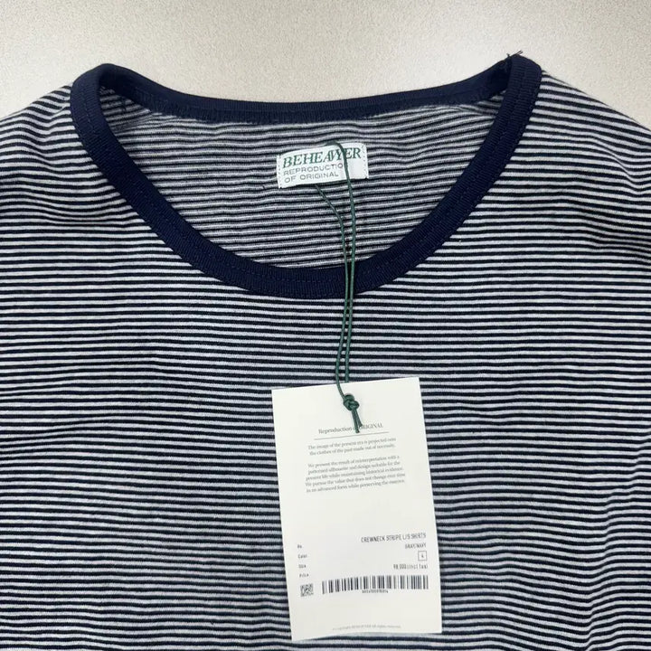 [BUNJANG] BEHEAVYER Stripe Crewneck Long Sleeve Shirt (Gray/Navy) / BEHEAVYER CREWNECK STRIPE L.S SHIRTS