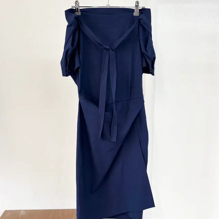 [BUNJANG] Vivienne Westwood Anglomania Navy Drape Midi Dress / 비비안 웨스트우드 앵글로매니아 네이비 드레이프 미디 드레스