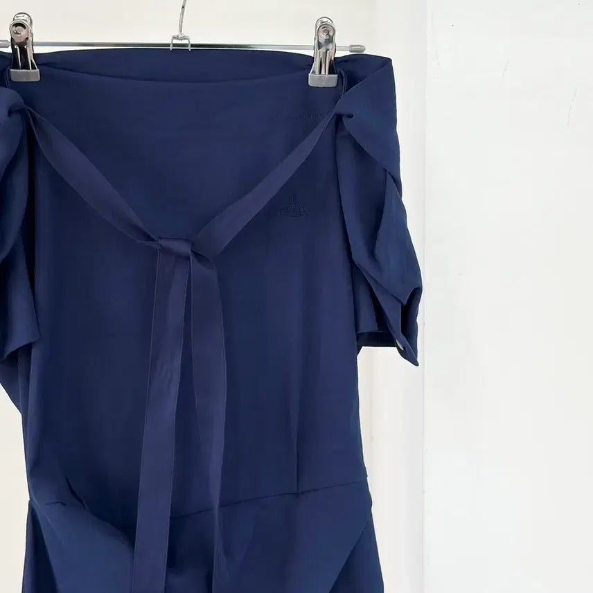 [BUNJANG] Vivienne Westwood Anglomania Navy Drape Midi Dress / 비비안 웨스트우드 앵글로매니아 네이비 드레이프 미디 드레스