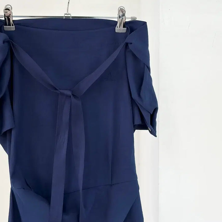 [BUNJANG] Vivienne Westwood Anglomania Navy Drape Midi Dress / 비비안 웨스트우드 앵글로매니아 네이비 드레이프 미디 드레스