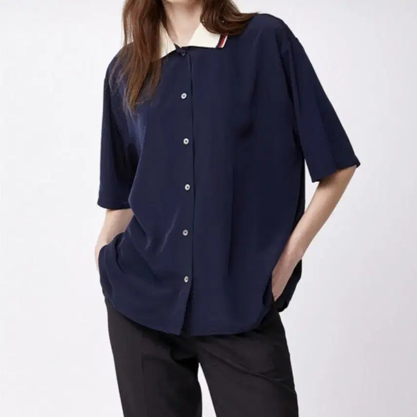 [BUNJANG] Studio Tomboy Colorblock Shirt Blouse / 스튜디오톰보이 카라배색 셔츠블라우스