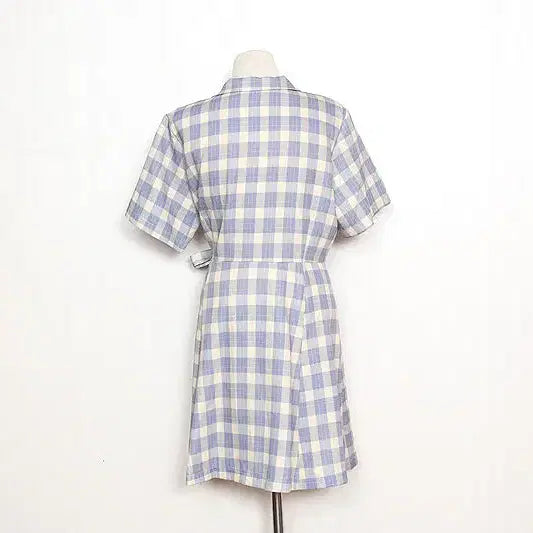 [BUNJANG] Check Double Button Dress / F . 체크 더블단추 원피스