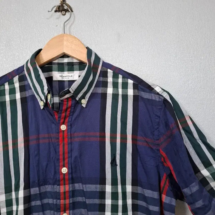 [BUNJANG] Beanpole Slim Fit Check Short Sleeve Shirt / 빈폴 슬림핏 체크 반팔셔츠 100