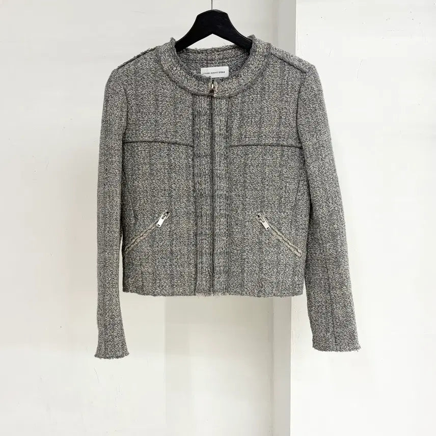 [BUNJANG] Isabel Marant Etoile Grey Tweed Wool Linen Blend Jacket / 이자벨마랑 에뚜왈 그레이 트위드 울 린넨 혼방 자켓