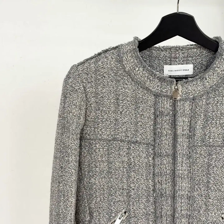 [BUNJANG] Isabel Marant Etoile Grey Tweed Wool Linen Blend Jacket / 이자벨마랑 에뚜왈 그레이 트위드 울 린넨 혼방 자켓