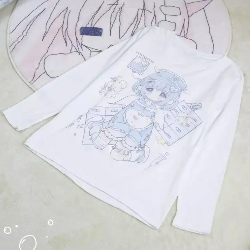 [BUNJANG] Subculture Character Print Long Sleeve T-Shirt (2 Colors) / 서브컬처 캐릭터 프린트 긴팔티셔츠(2컬러)