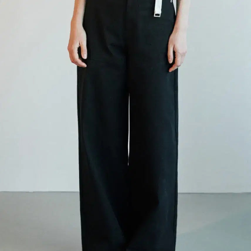 [BUNJANG] ODESS Lace Belt Semi Wide Pants Black / 오데스 LACE BELT SEMI WIDE PANTS 블랙