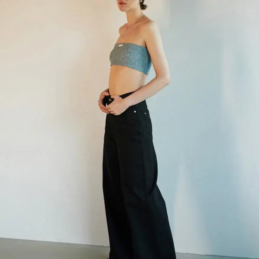 [BUNJANG] ODESS Lace Belt Semi Wide Pants Black / 오데스 LACE BELT SEMI WIDE PANTS 블랙