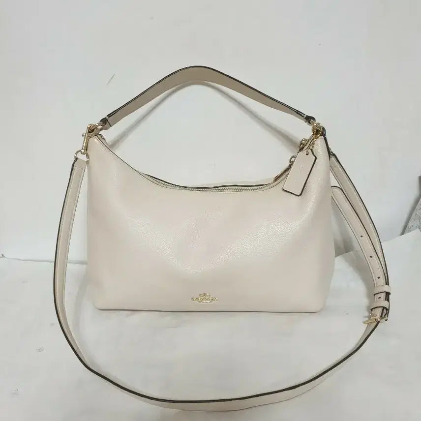 [BUNJANG] Coach Leather Shoulder Bag Ivory / 코치 레더 아이보리 숄더백
