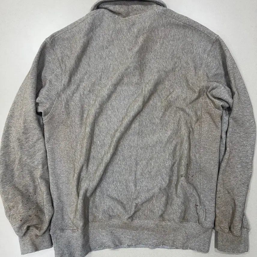 [BUNJANG] BEHEAVYER Distressed Quarter Zip Sweatshirt Dust Grey / BEHEAVYER DISTRESSED QUARTER ZIP SWEAT
