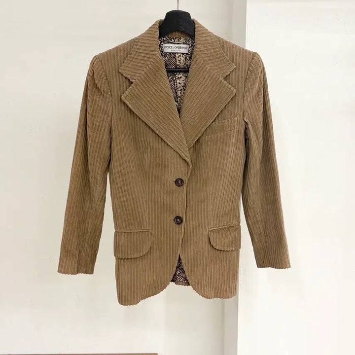 [BUNJANG] Dolce &amp; Gabbana Beige Corduroy Blazer Jacket / 돌체앤가바나 베이지 코듀로이 블레이저 자켓