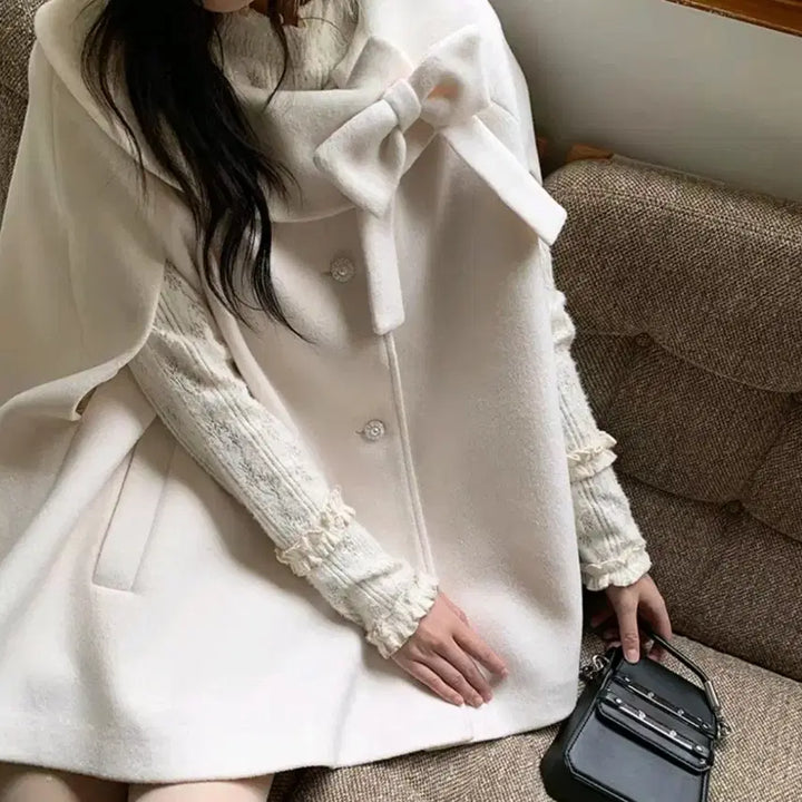 [BUNJANG] Ribbon Cape Coat / 리본 케이프 코트