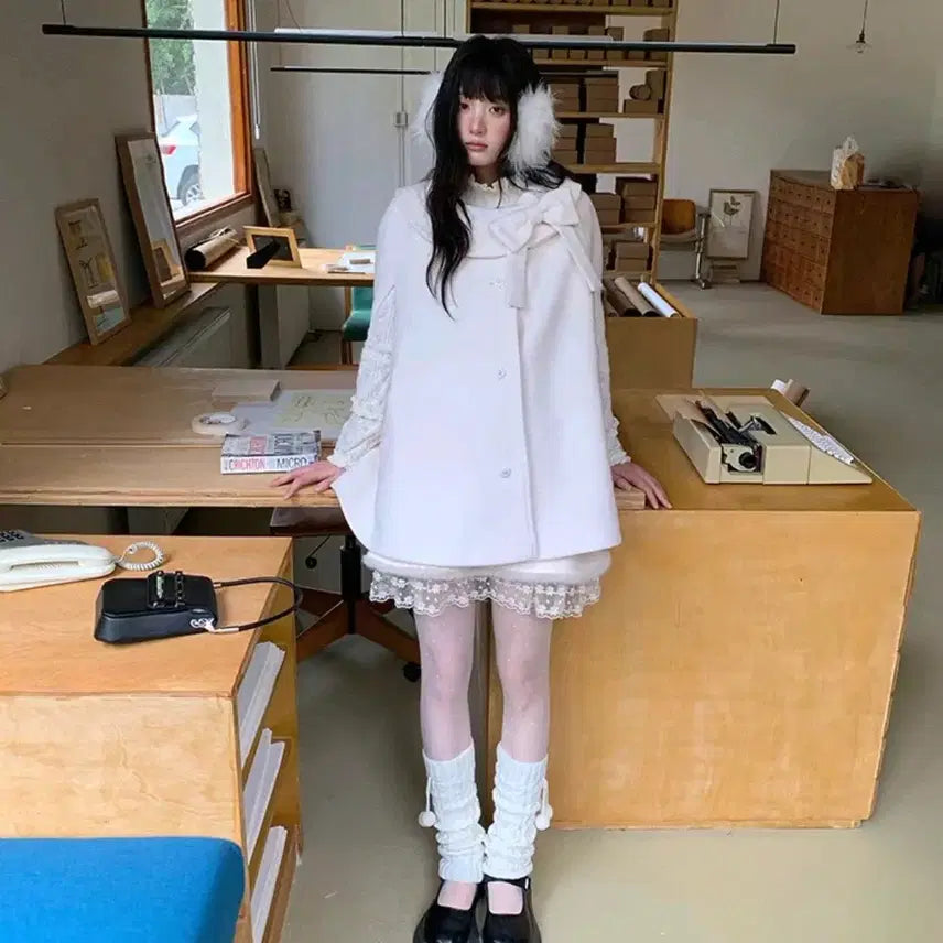 [BUNJANG] Ribbon Cape Coat / 리본 케이프 코트
