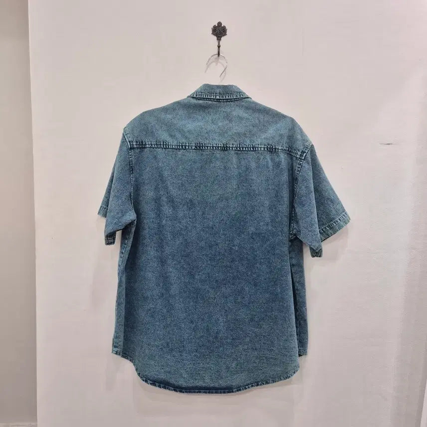 [BUNJANG] Wishing Denim Short-Sleeve Shirt / 위싱 데님 반팔 셔츠