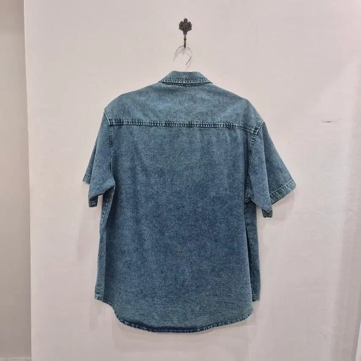 [BUNJANG] Wishing Denim Short-Sleeve Shirt / 위싱 데님 반팔 셔츠