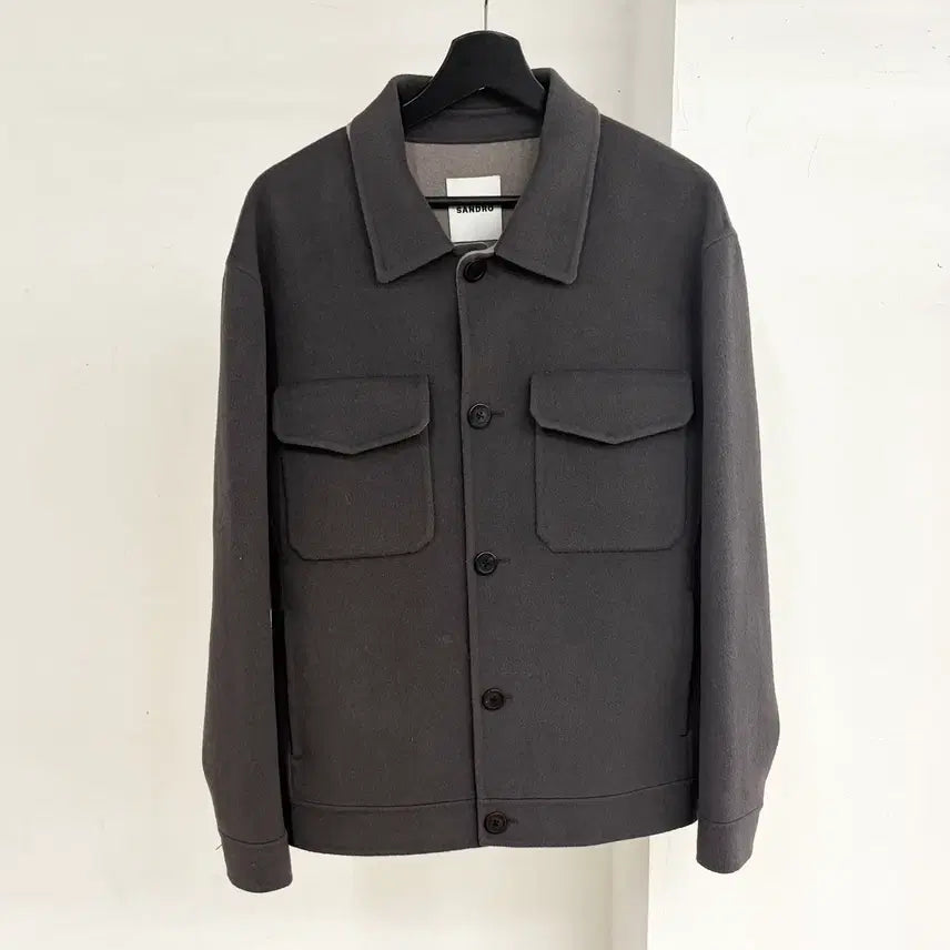 [BUNJANG] Sandro Grey Wool Blend Button-Up Shirt Jacket Size 50 / 산드로 그레이 울 블랜디드 버튼업 셔츠 자켓