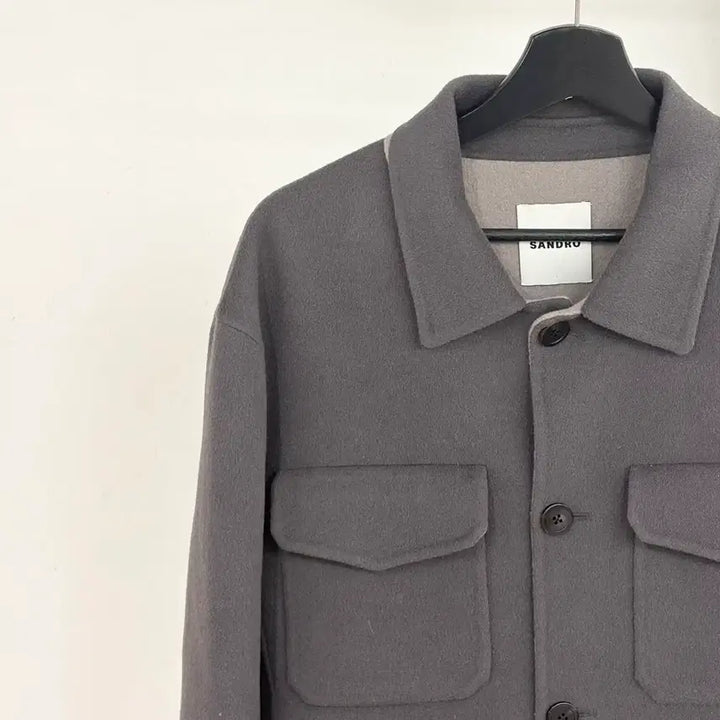 [BUNJANG] Sandro Grey Wool Blend Button-Up Shirt Jacket Size 50 / 산드로 그레이 울 블랜디드 버튼업 셔츠 자켓