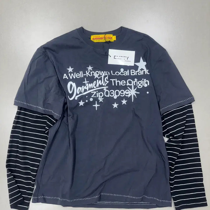 [BUNJANG] Garments Fab Stripe Layered Longsleeve (Charcoal) / 가먼츠팹 Stripe Layered Longsleeve (CHARCOAL