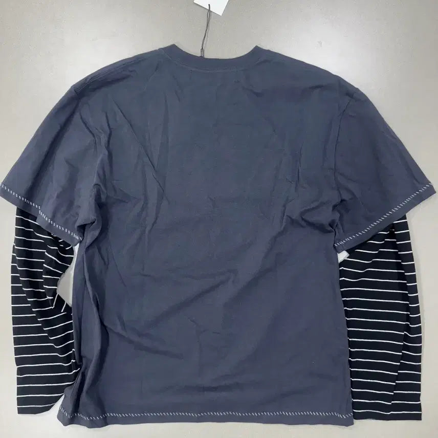 [BUNJANG] Garments Fab Stripe Layered Longsleeve (Charcoal) / 가먼츠팹 Stripe Layered Longsleeve (CHARCOAL