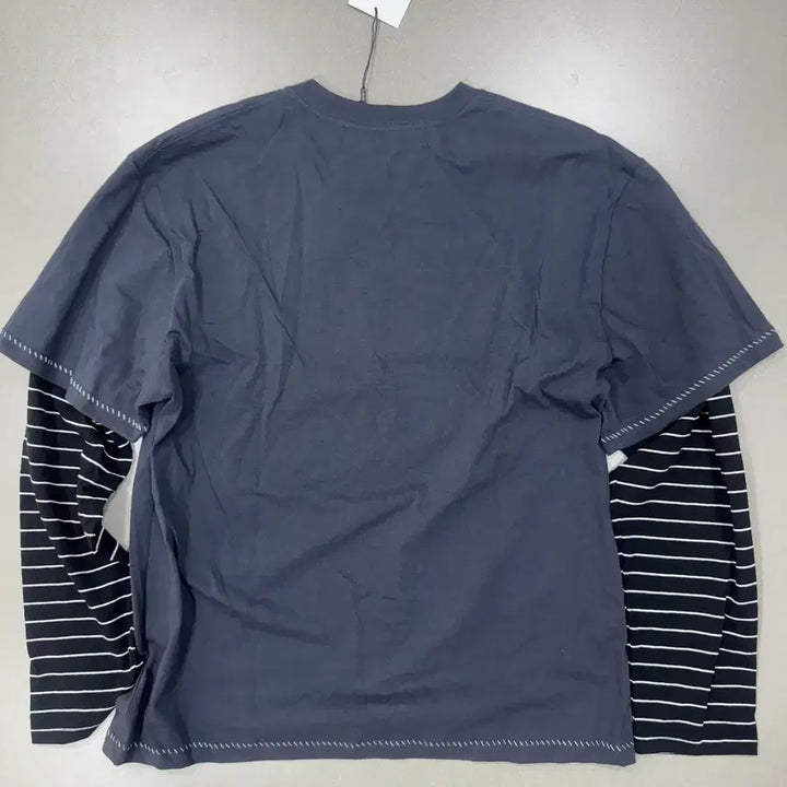 [BUNJANG] Garments Fab Stripe Layered Longsleeve (Charcoal) / 가먼츠팹 Stripe Layered Longsleeve (CHARCOAL