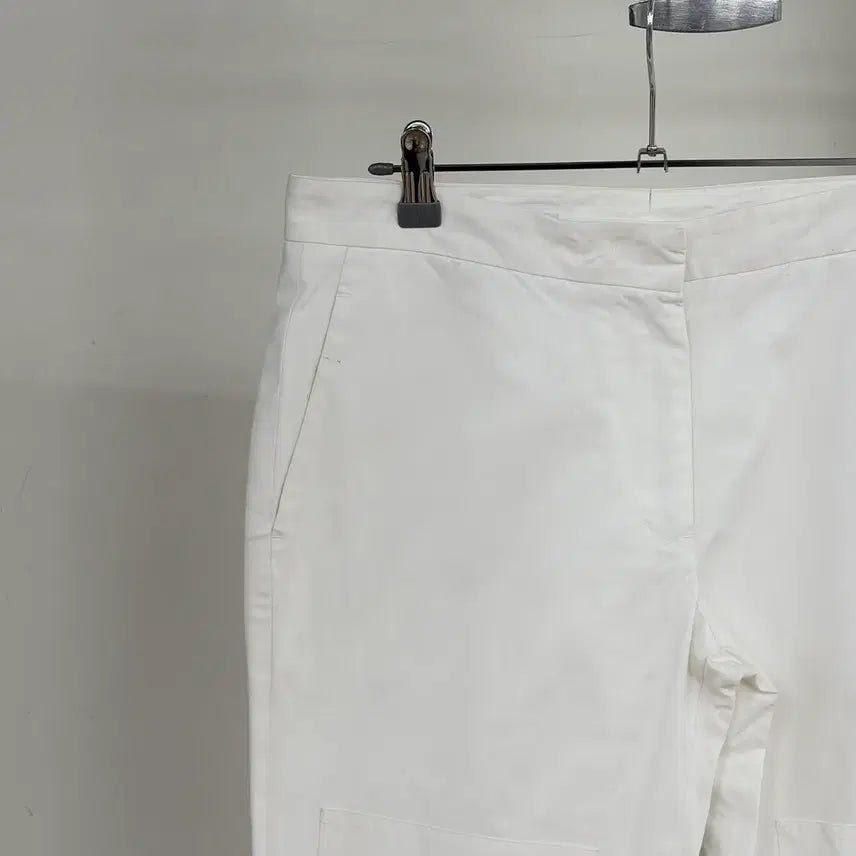[BUNJANG] Jil Sander White Gathered Panel Cotton Trousers Size 38 / 질샌더 화이트 개더드 패널 코튼 트라우저