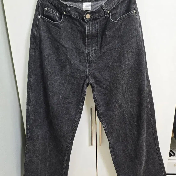 [BUNJANG] GLW Black Washed Denim Wide Pants / GLW 블랙 워싱 데님 와이드 팬츠