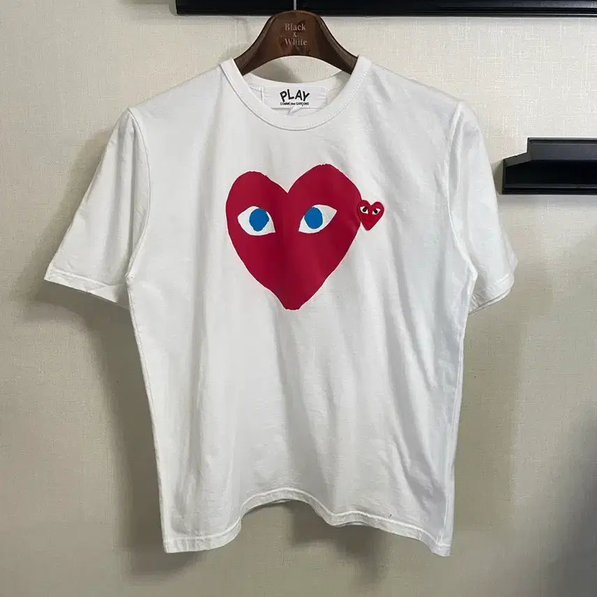 [BUNJANG] Comme des Garçons Big Heart Short Sleeve T-Shirt White / 꼼데가르송 빅 하트 반팔 티셔츠 화이트 S
