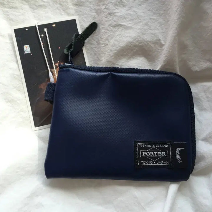 [BUNJANG] Porter x Stussy Collaboration Navy Logo Card Wallet / 포터 X 스투시 콜라보 지갑