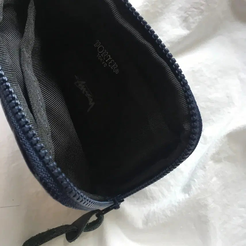 [BUNJANG] Porter x Stussy Collaboration Navy Logo Card Wallet / 포터 X 스투시 콜라보 지갑