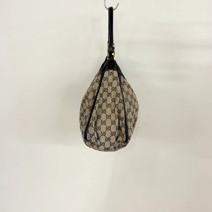 [BUNJANG] Gucci Brown GG Canvas D-Ring Hobo Bag / 구찌 브라운 GG 캔버스 어비 D링 호보백
