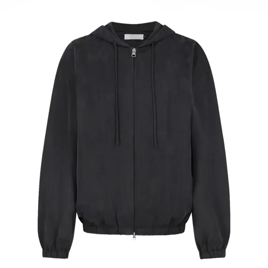 [BUNJANG] AMOMENTO Cupro Hooded Zip-Up Black 26ss / 아모멘토 큐프로 후드 집업 블랙 26ss