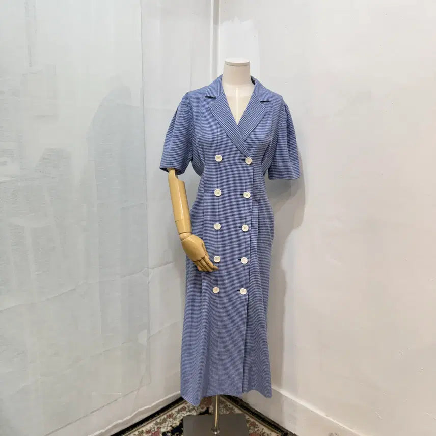[SOLD OUT] (S)던스트 dunst 더블버튼 체크 롱원피스 여름하객룩 4521