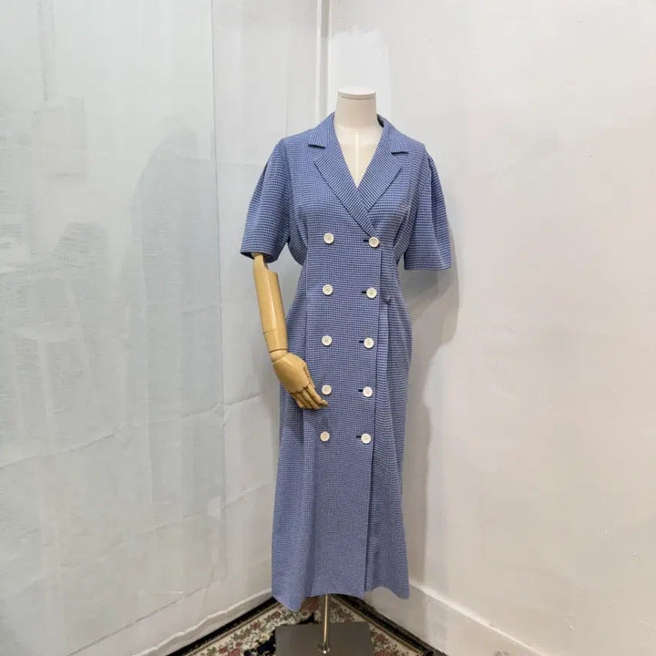 [SOLD OUT] (S)던스트 dunst 더블버튼 체크 롱원피스 여름하객룩 4521