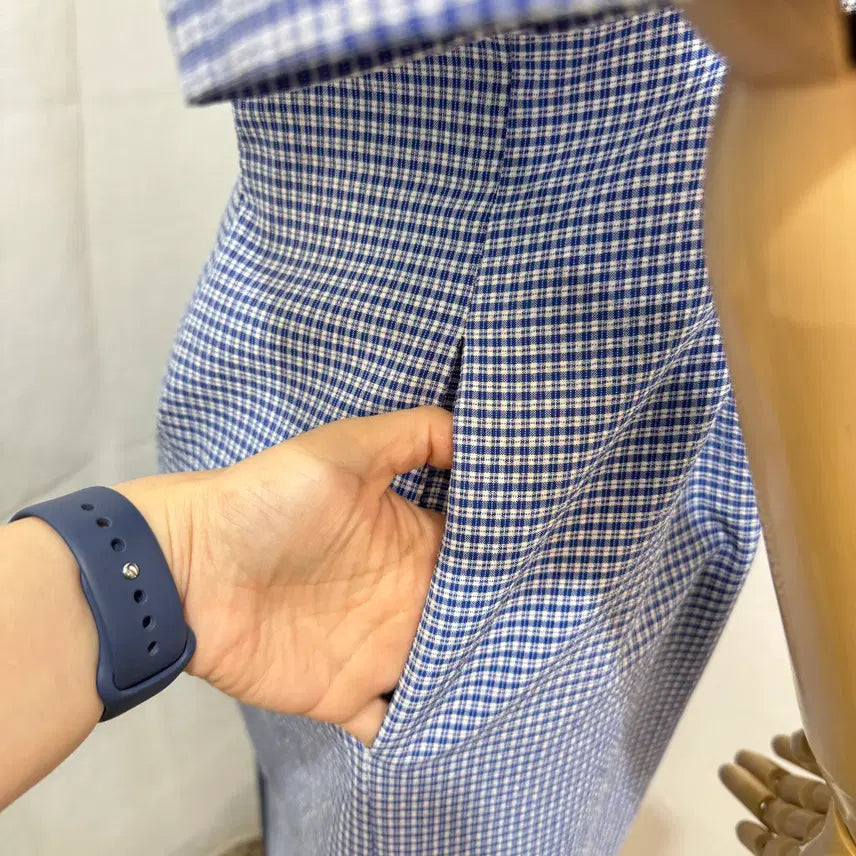 [SOLD OUT] (S)던스트 dunst 더블버튼 체크 롱원피스 여름하객룩 4521