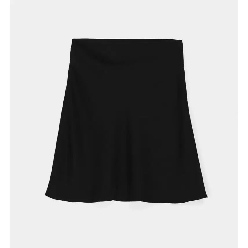 [BUNJANG] Blackup Satin Flare Midi Skirt Black / 블랙업 새틴 플레어 미디스커트 블랙