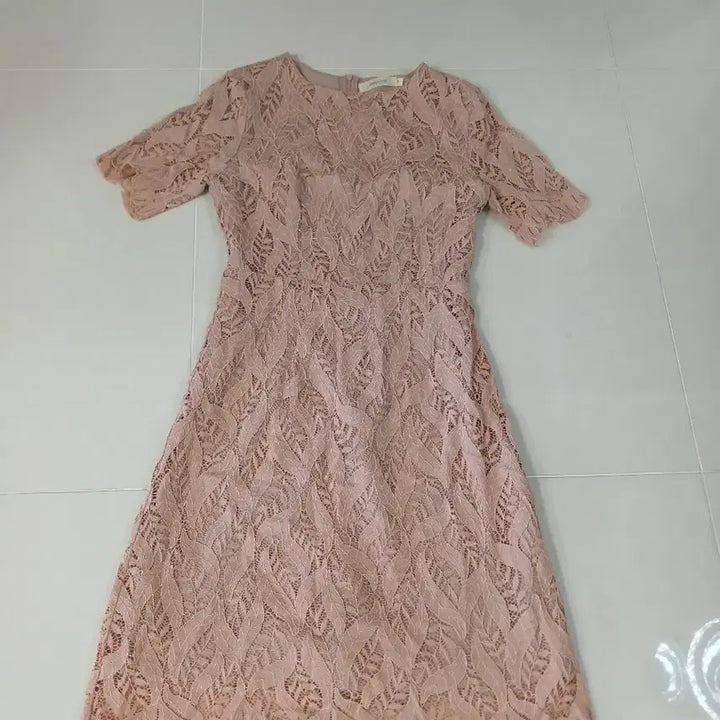 [BUNJANG] CHICLINE Lace Short Sleeve Dress Pink / CHICLINE 레이스 반팔 원피스 핑크