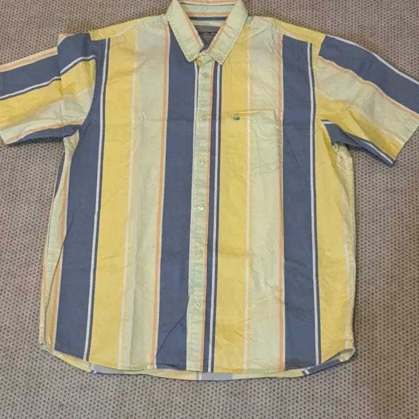 [BUNJANG] Carhartt WIP Striped Short Sleeve Shirt - Yellow/Blue Multi / [L] 칼하트 WIP 스트라이프 셔츠