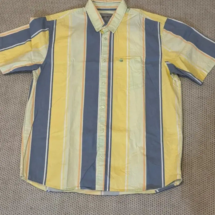 [BUNJANG] Carhartt WIP Striped Short Sleeve Shirt - Yellow/Blue Multi / [L] 칼하트 WIP 스트라이프 셔츠