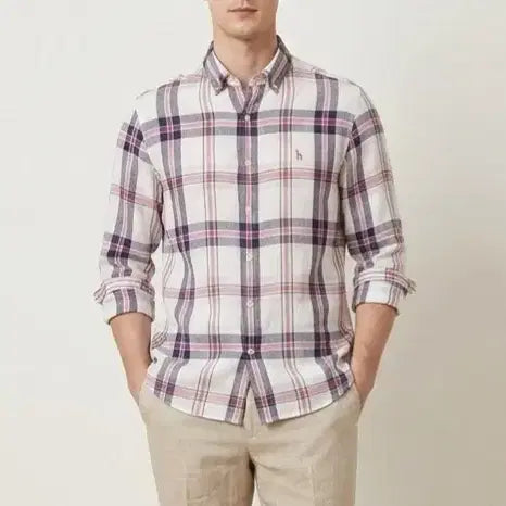 [BUNJANG] Hazzys Linen Check Shirt / [95]헤지스 린넨 체크 셔츠