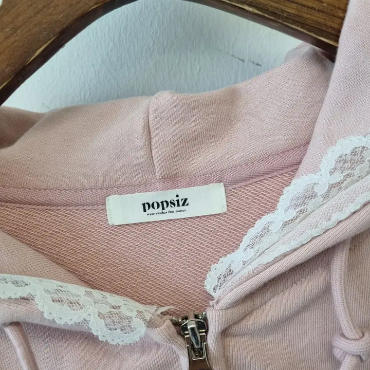 [BUNJANG] Popsiz Pink Ribbon Hoodie Zip-Up / 팝시즈 핑크 리본 후드집업